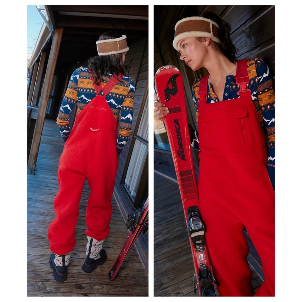 Free People Red Overalls